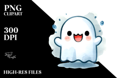 Funny Ghost with Jack-O&#039;-Lantern PNG Product Image 2