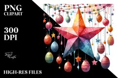 Colorful Star with Easter Eggs PNG Product Image 2