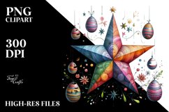 Colorful Star with Easter Eggs PNG Product Image 2