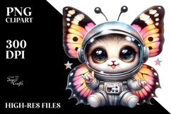 Cute Baby Butterfly with Astronaut Helmet, Transparent PNG Product Image 2