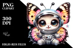 Cute Baby Butterfly with Astronaut Helmet, Transparent PNG Product Image 2