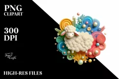 Colorful 3D Lamb Ornament PNG Product Image 2
