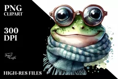 Whimsical Frog Portrait Smiling Watercolor | Sublimation Product Image 3