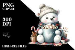 Cute Polar Bear with Hot Cocoa PNG Product Image 2