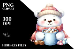 Cute Polar Bear with Hot Cocoa PNG Product Image 2