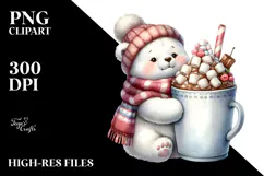 Cute Polar Bear with Hot Cocoa PNG Product Image 2