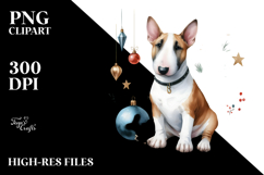 Vibrant Bull Terrier with Christmas Decorations PNG Product Image 2