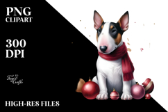 Bull Terrier with Vibrant Christmas Decorations PNG Product Image 2