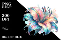 Lily Metallic Watercolor Splash PNG Product Image 2