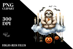 Halloween Sloth on Moon PNG Product Image 2