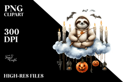 Halloween Sloth on Moon PNG Product Image 2