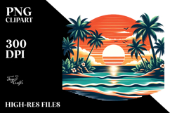 Retro Tropical Island Sunset PNG Product Image 2