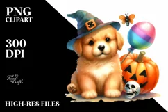 Baby Dog in Halloween Scenery | Clipart Product Image 1