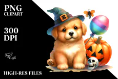 Baby Dog in Halloween Scenery | Clipart Product Image 2