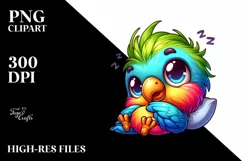 Colorful Small Baby Parrot Cartoon Clipart Product Image 3