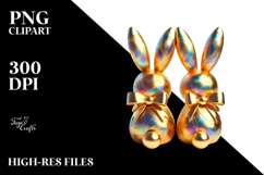 Colorful Stylized Bunnies with Vintage Bow, Creative View Product Image 2