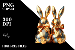 Colorful Stylized Bunnies with Vintage Bow, Creative View Product Image 2
