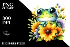 Colorful Watercolor Baby Frog Clipart Product Image 1