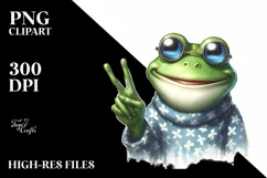 Washed Watercolor Frog Cute Victory Sign | Sublimation Product Image 3