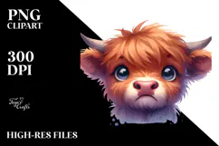 Expressive Baby Highland Cow PNG Product Image 2