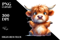 Funny Baby Face Highland Cow, Transparent PNG Product Image 2