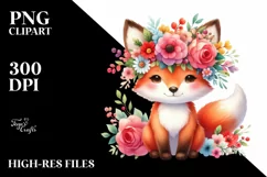 Vibrant Fox with Flower Crown, Transparent PNG Product Image 3