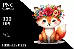 Vibrant Fox with Flower Crown, Transparent PNG Product Image 3