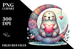 Boho Walrus on Moon PNG Product Image 2