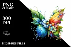 Vibrant Butterfly with Flowers PNG Product Image 3