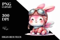 Cute Baby Bunny with Aviator Suit Clipart Product Image 3