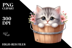 Cute Cat with Flowers, Transparent PNG Product Image 2