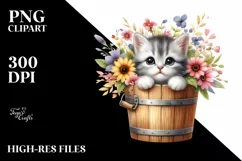 Cute Cat with Flowers, Transparent PNG Product Image 1