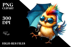 Vibrant Baby Bird Dancing with Umbrella PNG Product Image 2