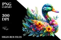 Vibrant Duck with 3D Flowers, Transparent PNG Product Image 2