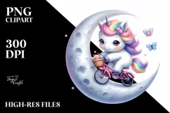 Baby Unicorn Moon Watercolor Sublimation Product Image 3