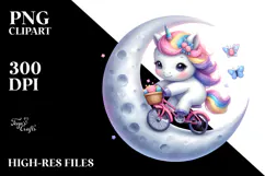 Baby Unicorn Moon Watercolor Sublimation Product Image 2