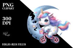 Baby Unicorn Moon Watercolor Sublimation Product Image 2