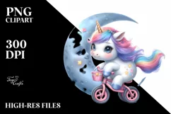 Baby Unicorn Moon Watercolor Sublimation Product Image 3