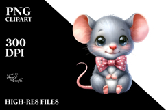 Baby Mouse Sitting with Bow Contempt Clipart Product Image 2