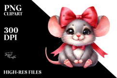 Baby Mouse Sitting with Bow Contempt Clipart Product Image 2