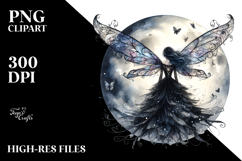 Gothic Fairy on the Moon View from Back, Transparent PNG Product Image 2