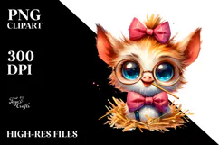 Funny Mini Banshee with Bow and Tie, Colorful PNG Product Image 2