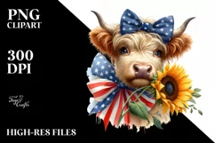 Caricature-like Bow Highland Cow Clipart Product Image 3