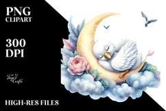 Baby Swan Sleeping on Moon PNG Product Image 2