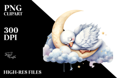 Baby Swan Sleeping on Moon PNG Product Image 2