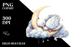 Baby Swan Sleeping on Moon PNG Product Image 2