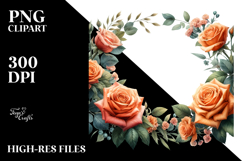 Vibrant Orange Roses Frame, High-Res PNG Product Image 2