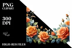 Vibrant Orange Roses, High-Res PNG Product Image 1