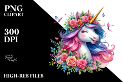 Cute Vibrant Drawing of Baby Unicorn PNG Product Image 2