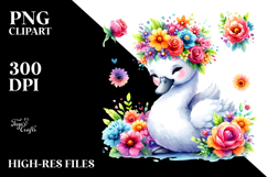 Vibrant Flower Crown Swan | Clipart Product Image 2